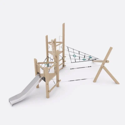 Игровой комплекс с горкой и сеткой из робинии, Шелби