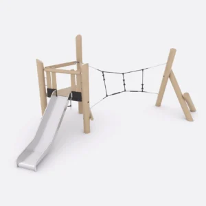 Игровой комплекс с горкой и сеткой из робинии арт. SHLG0006