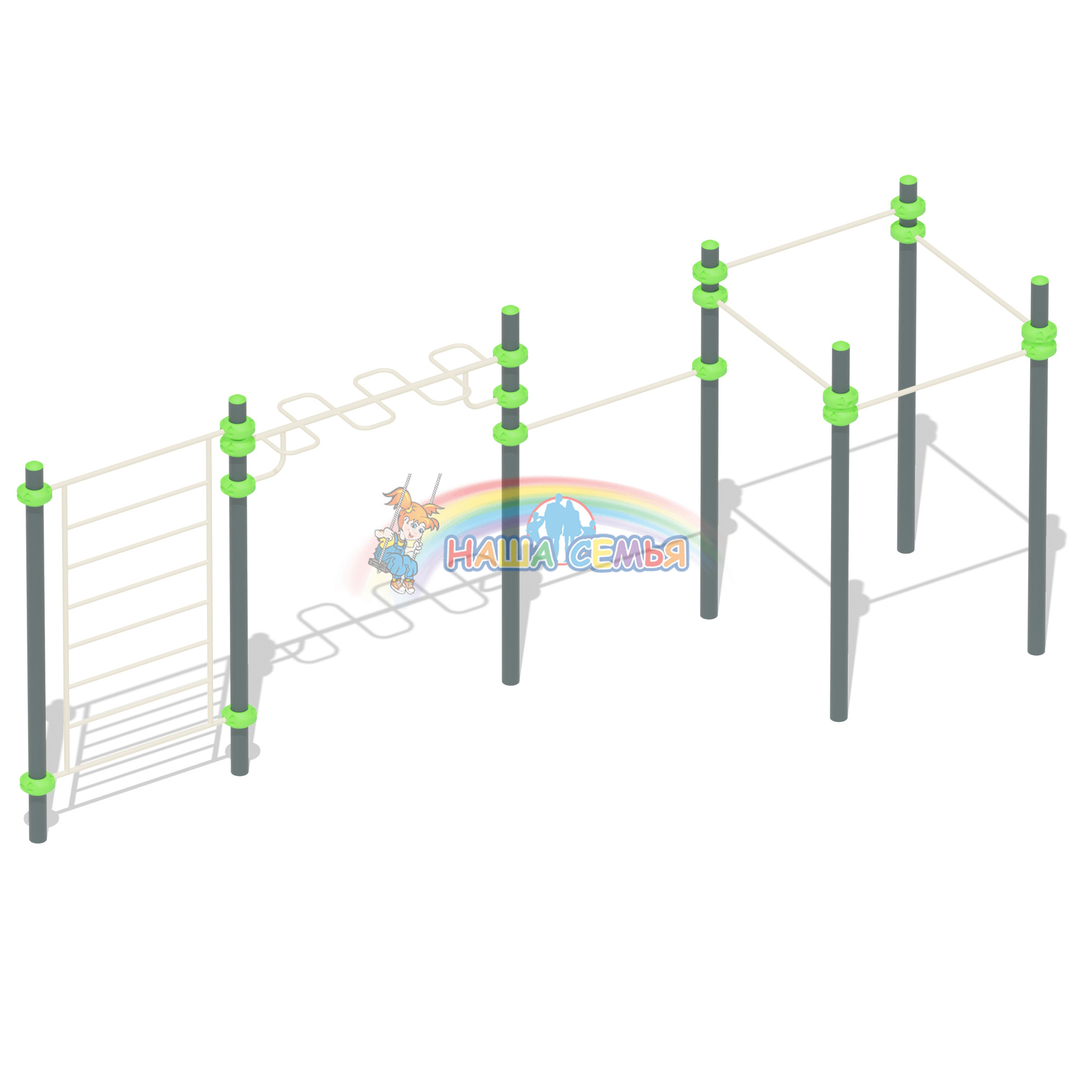Комплекс турников с шведской стенкой и рукоходом "СХ-21", Наша семья