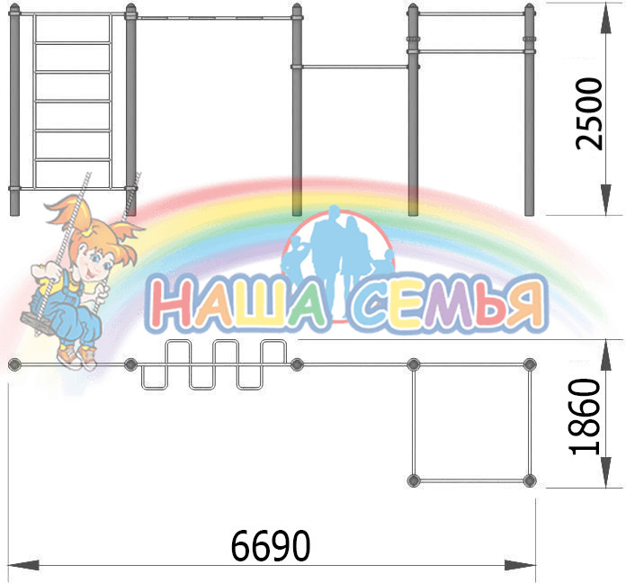 Комплекс турников с шведской стенкой и рукоходом "СХ-21", Наша семья — изображение 2